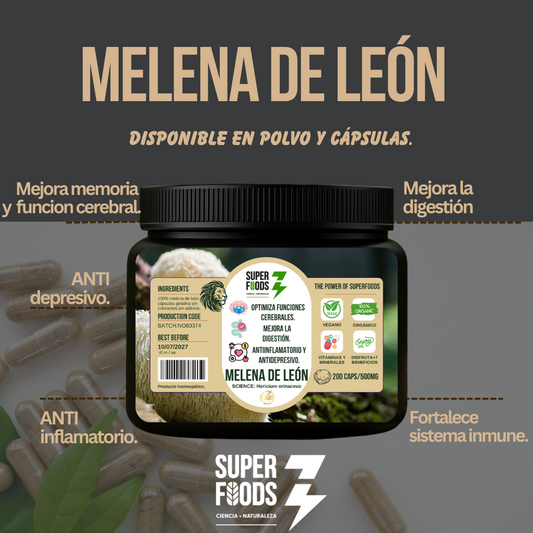 Despierta el 100% de tu potencial mental con Melena de León 🍄 200 caps x 500 mg