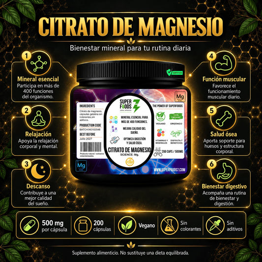 Citrato de magnesio 200 cápsulas