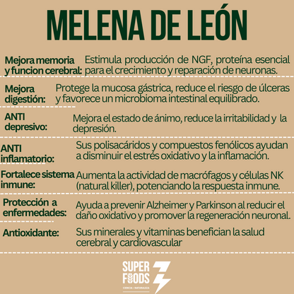 Despierta el 100% de tu potencial mental con Melena de León 🍄 200 caps x 500 mg