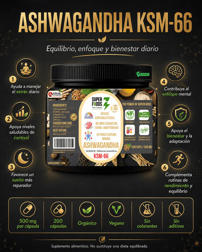 Ashwagandha KSM-66 200 cápsulas x 500 mg