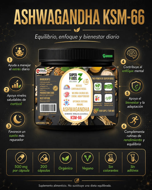 Ashwagandha KSM-66 200 cápsulas x 500 mg