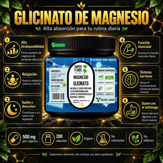 Glicinato de magnesio 200 capsulas 500 mg