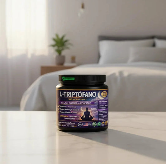 L-Triptofano 500 mg x 200 Cápsulas | Apoyo Natural para el Sueño, Estado de Ánimo y Estrés | Suplemento Dietario