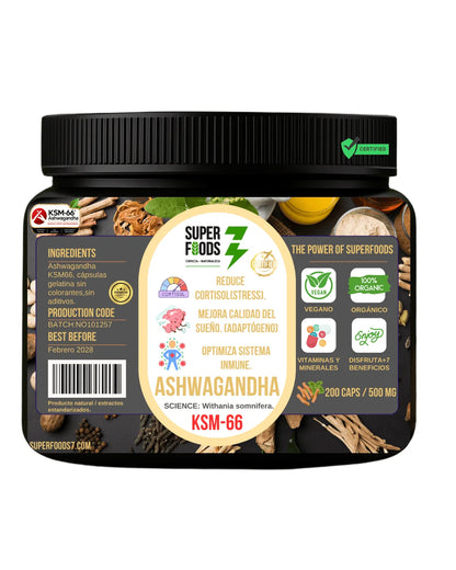 Ashwagandha KSM-66 200 cápsulas x 500 mg